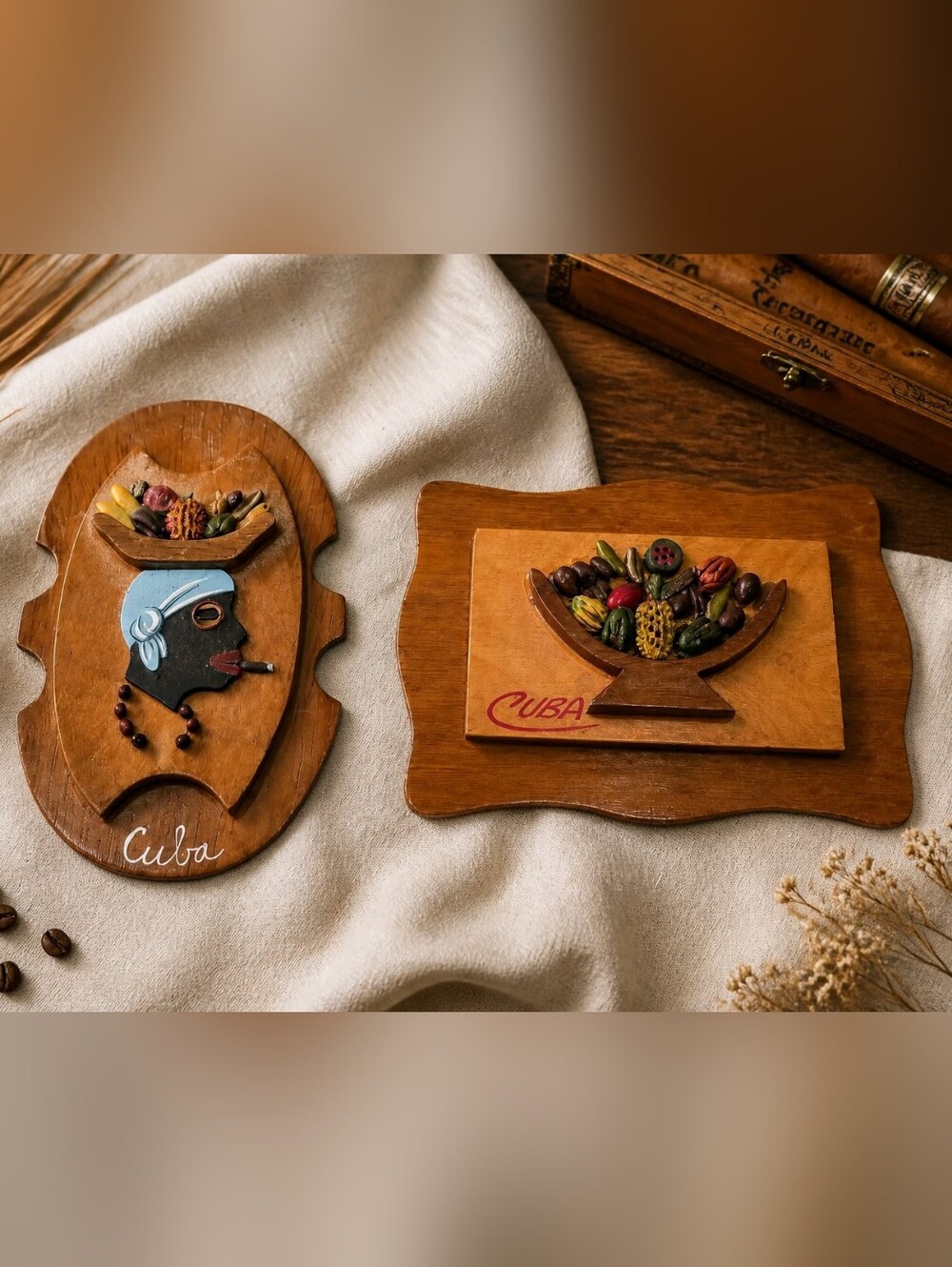 Wooden Cuba Wall Plaques - Handcrafted Tropical Accents #596